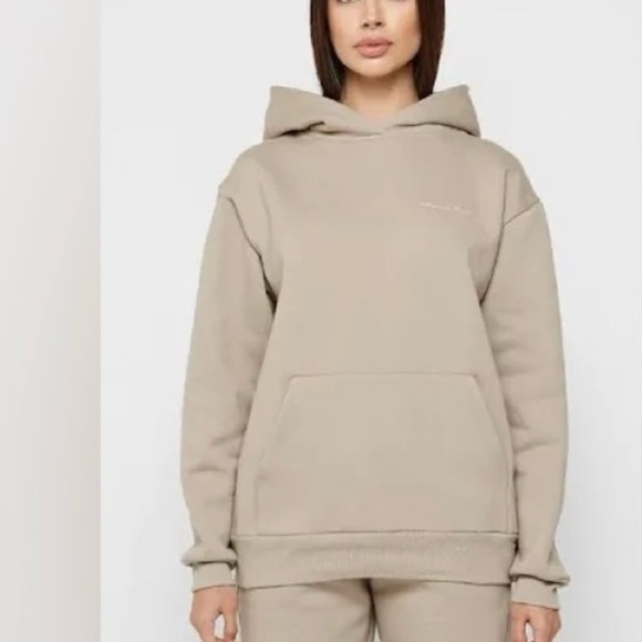 Maniere De Voir Tops - Maniere De Voir Heavyweight Hoodie and Sweatpants Set- Beige